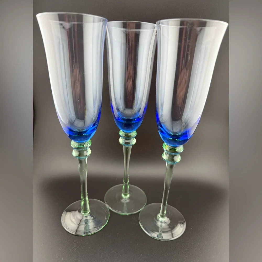 3 Crate&Barrel discontinued champagne flutes. 7.5oz